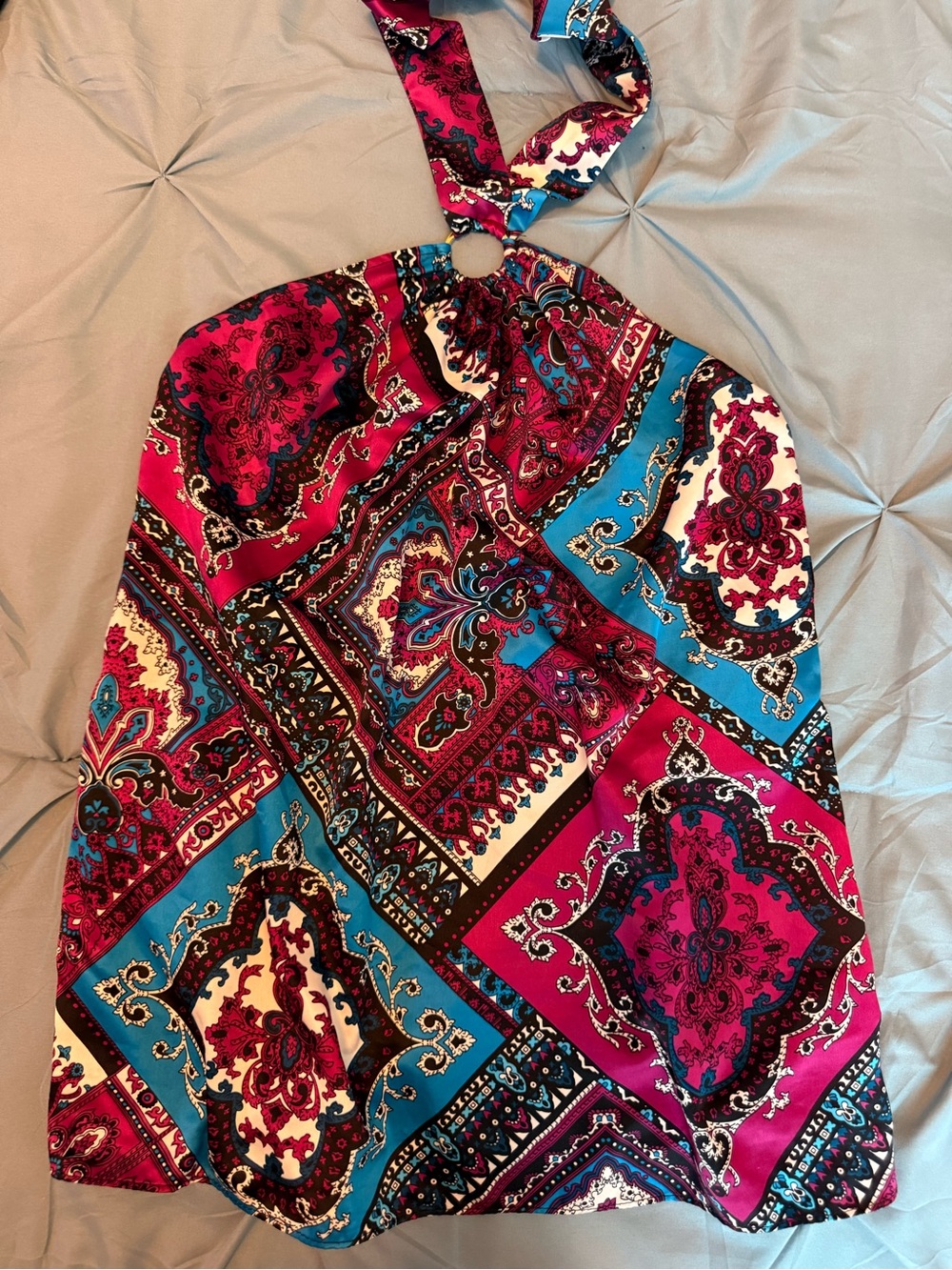 INC. Pink & Teal Paisley Halter Top